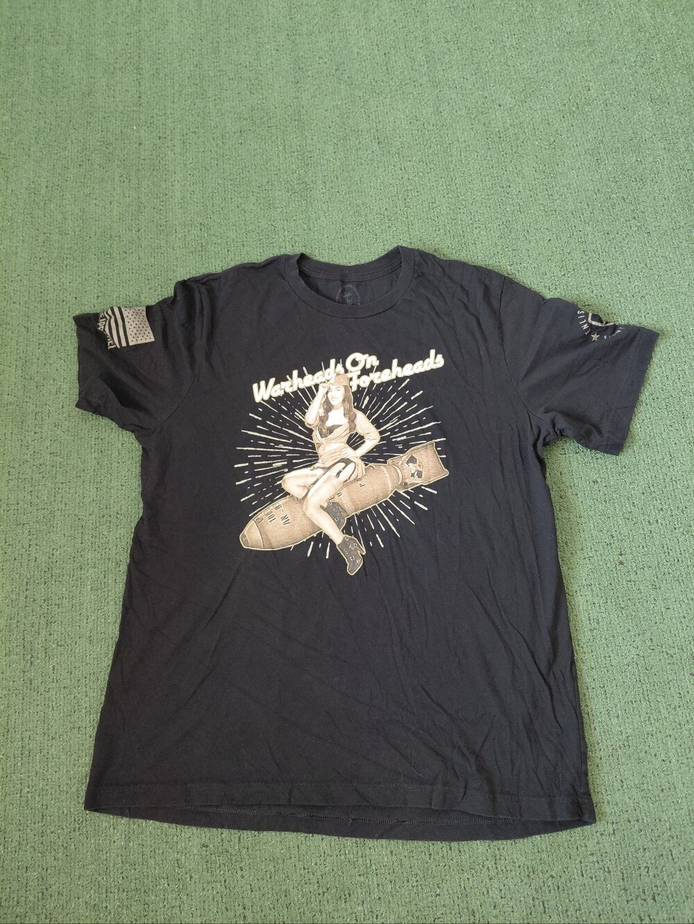 Nine Line Warheads On Foreheads WWII Style Pin Up Girl Black T Shirt Sz XL